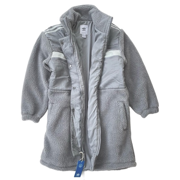 adidas Originals, Elongated Polar Fleece Jacket, Oversized Fit, Grey, Sz… - Picture 2 of 9